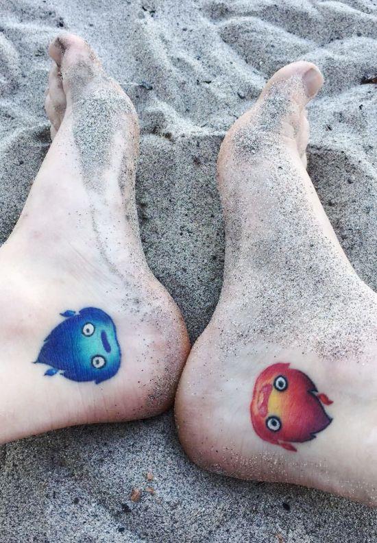 170 idées et inspirations créatives de tatouage de frères et sœurs bleu et rouge feu ghibli