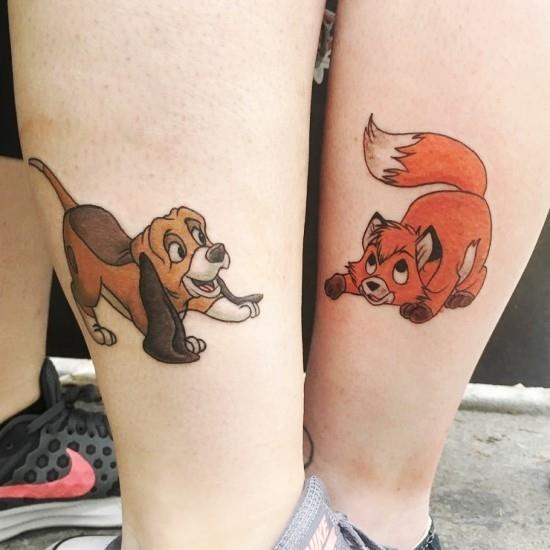 170 idées et inspirations créatives de tatouage de frères et sœurs pour coiffer et coiffer le renard et le chien