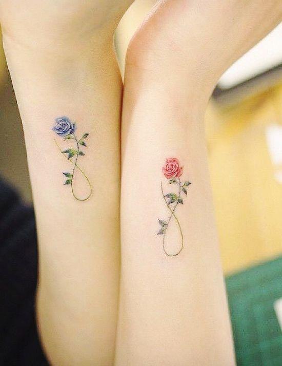 170 idées et inspirations créatives de tatouage de frères et sœurs symbole sans fin avec rose