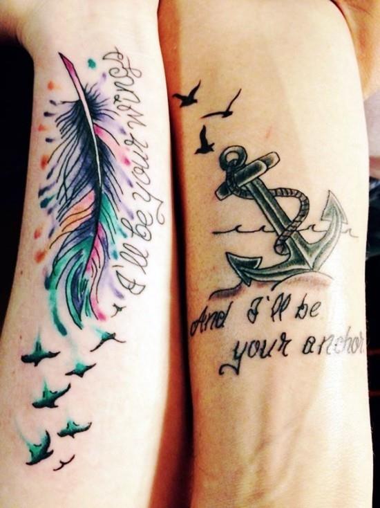 170 idées et inspirations créatives de tatouage de frères et sœurs oiseaux de plumes et ancre frère soeur