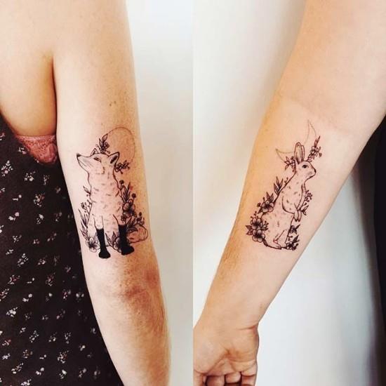 170 idées et inspirations créatives de tatouage de frères et sœurs renard et lapin lune et soleil