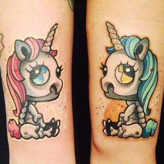 170 idées et inspirations créatives de tatouage de frères et sœurs squelettique de licorne mignon effrayant
