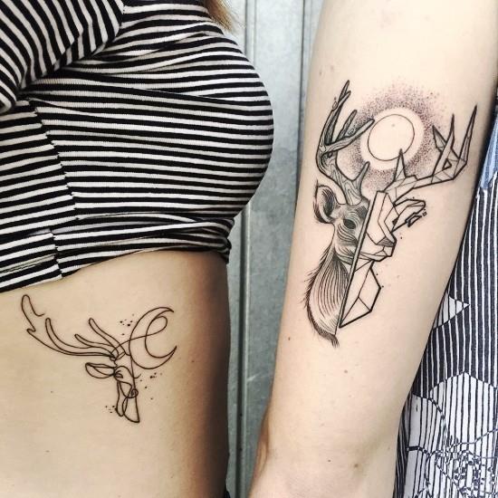 170 idées et inspirations créatives de tatouage de frères et sœurs cerf soeur soleil lune
