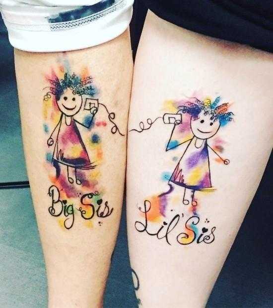 170 idées et inspirations créatives de tatouage de frères et sœurs aquarelles de petite grande soeur