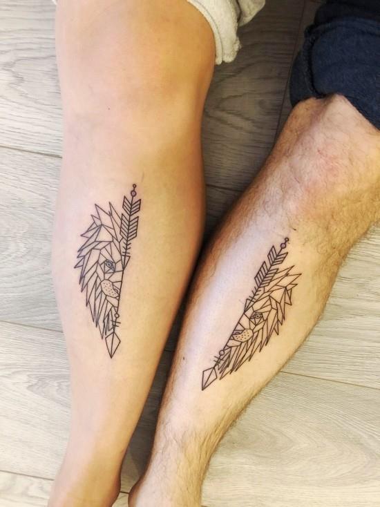 170 idées et inspirations créatives de tatouage de frères et sœurs, moitiés de flèche de lion