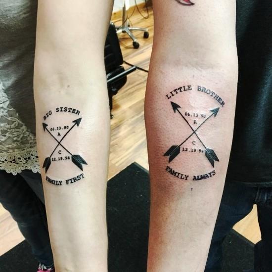 170 idées et inspirations créatives de tatouage de frères et sœurs flèches frère soeur date