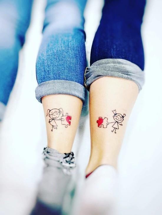 170 idées et inspirations créatives de tatouage de frères et sœurs pièces de puzzle soeur de dessin animé