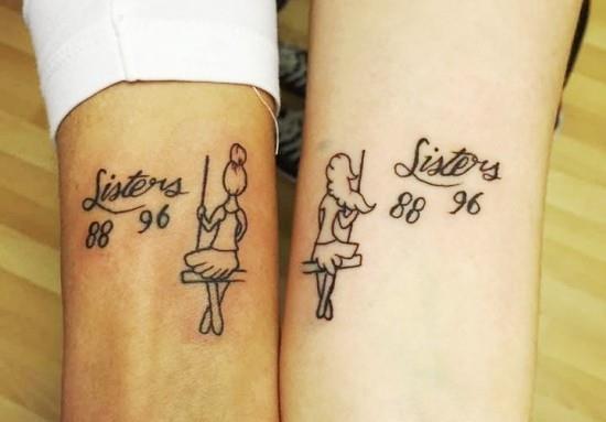 170 idées et inspirations créatives de tatouage de frères et sœurs sur la balançoire avec date et nom