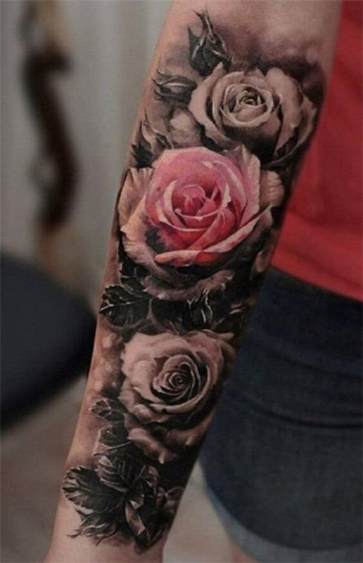Idées de tatouage à manches roses en 3D