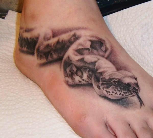 3d tatuaże stóp górny wąż