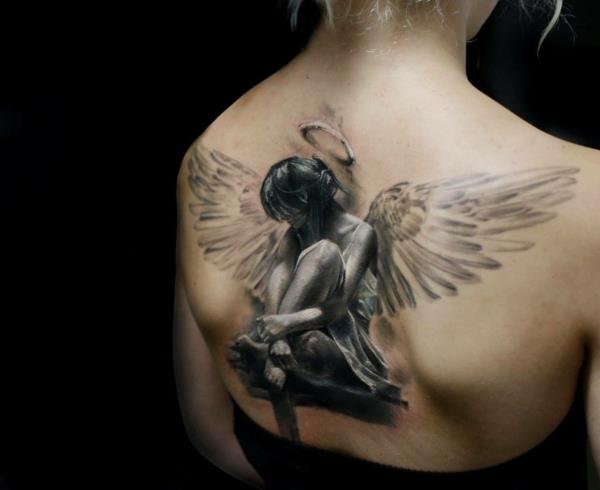 3d tatuaże z powrotem anioł