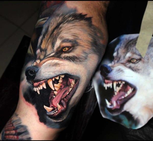 3d realistyczne tatuaże wilka
