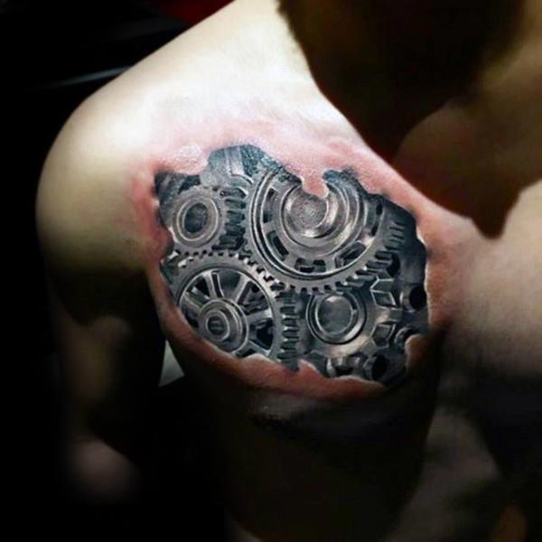 3d tatuaże ramię mężczyzn biomechanika