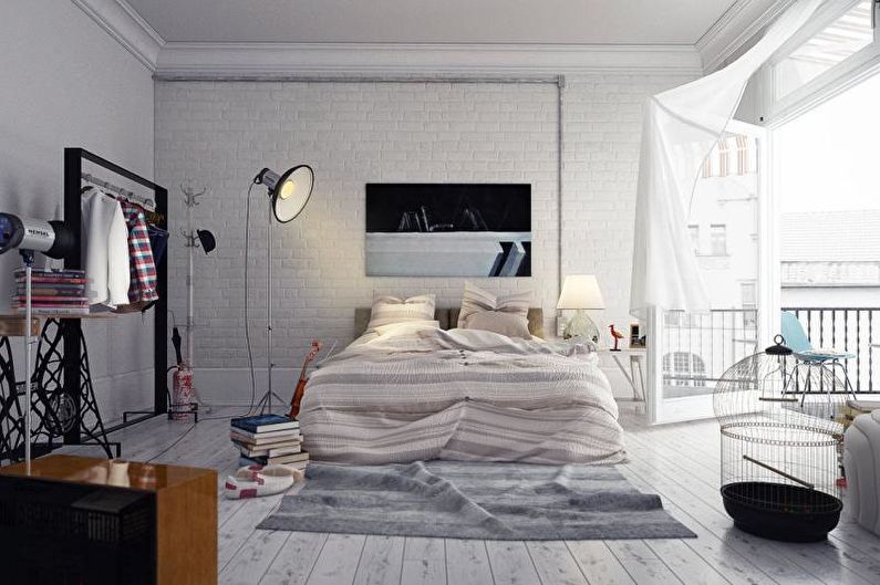 تصميم غرفة نوم بيضاء - ديكورات حائط