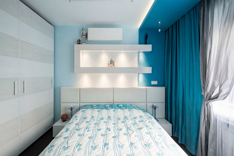 Türkises minimalistisches Schlafzimmer - Innenarchitektur