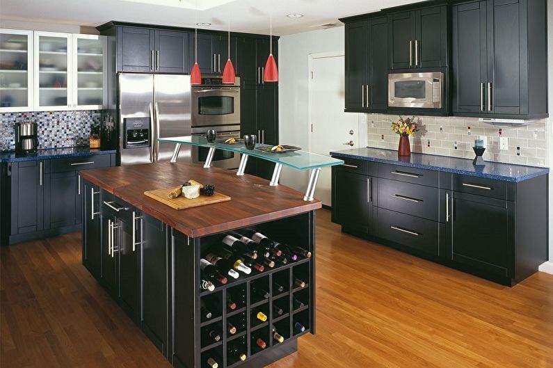 Черен кухненски дизайн - подови настилки
