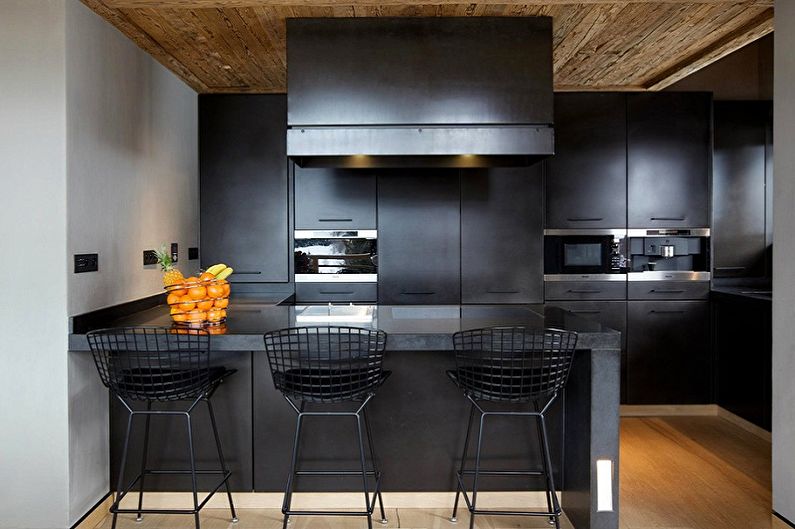 Модерна черна кухня - интериорен дизайн
