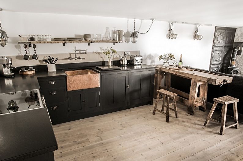 Черна кухня - снимка на интериорния дизайн