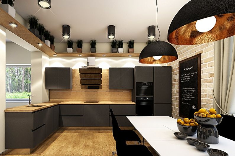 Кухня в стил черен таван - Интериорен дизайн