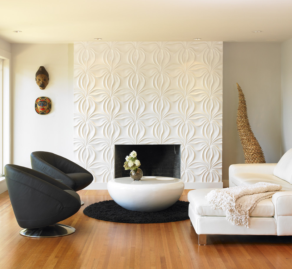 3D panely v interiéru moderního obývacího pokoje