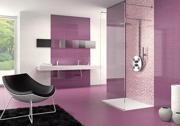 kolor ścian w łazience antyczny róż jako płytki w kolorze ścian;