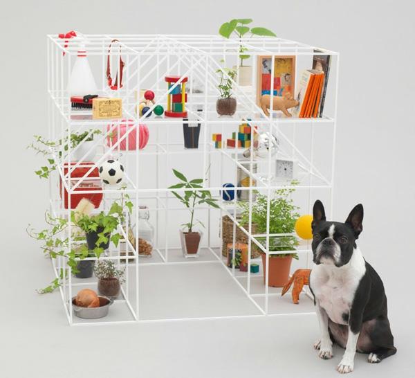 Architecture pour chiens à l'origine pensée jeu de construction d'étagères