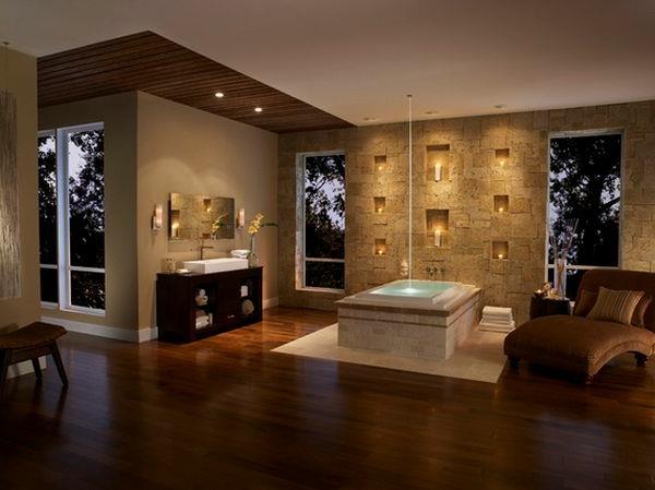 Meble łazienkowe ze stylową drewnianą podłogą rozkładana sofa rozkładana