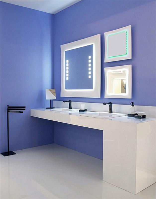 Miroir de salle de bain éclairage mural carré coloré