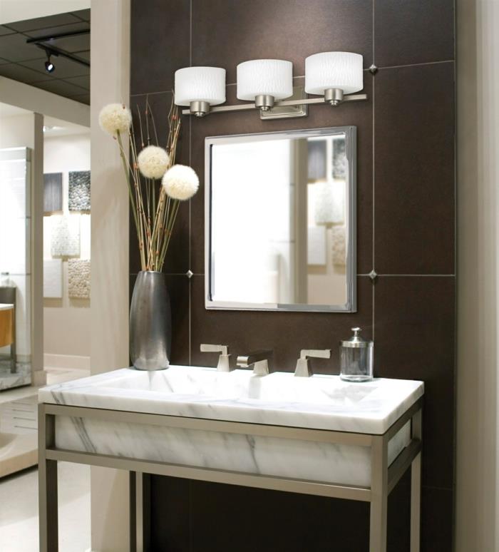 Miroir de salle de bain éclairage carré marbre