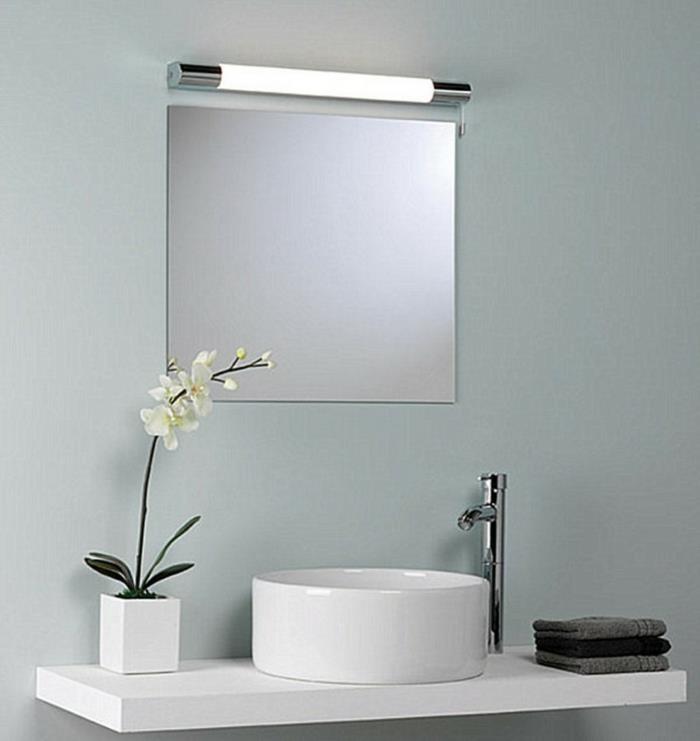 Eclairage miroir salle de bain carré moderne blanc