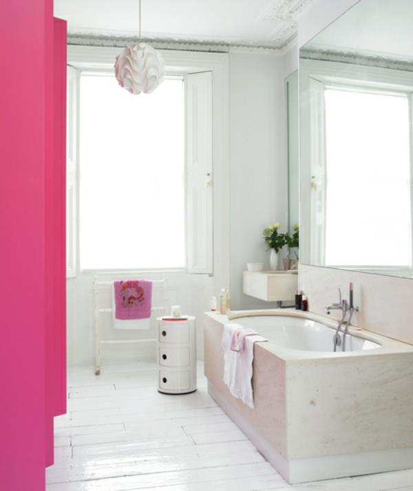 łazienkowa różowa tkanina wisząca lampa designerska biała