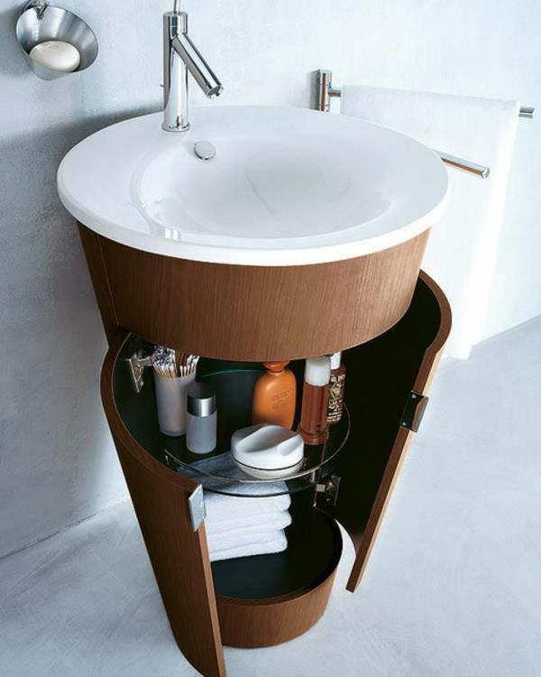 Pomysły na łazienkę mała umywalka łazienkowa z drewna okrągłego