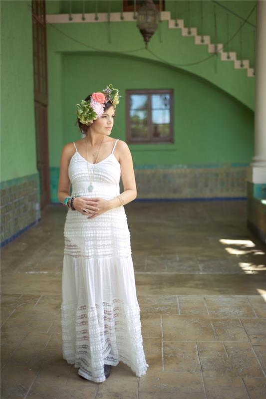 Robes de mariée pour femmes enceintes en coton blanc