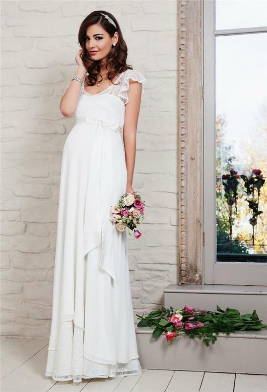 Robe de mariée pour femme enceinte sur mesure volans