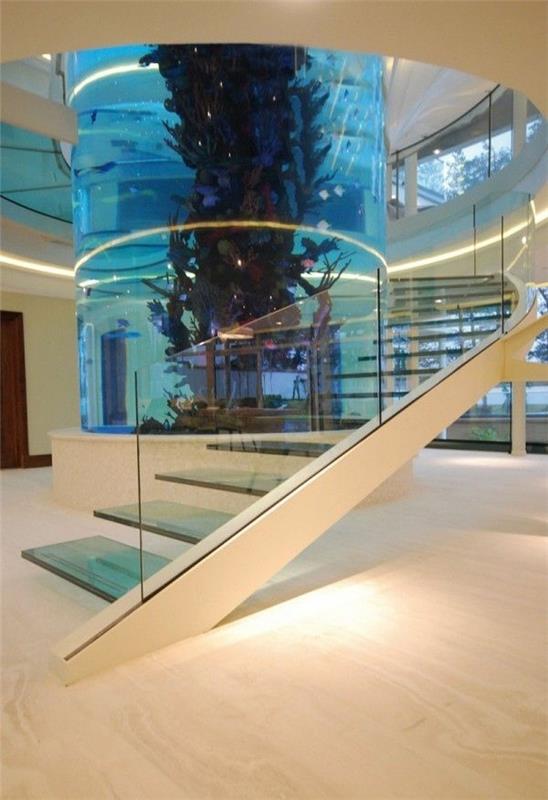 Genialne szklane schody do dekoracji akwarium