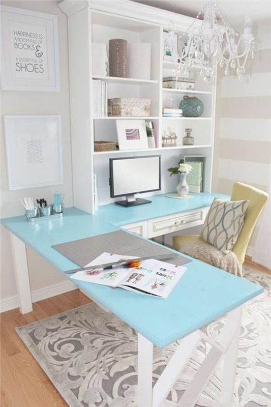Meble biurowe meble biurowe szklane biurko kolorowe szkło jasnoniebieskie