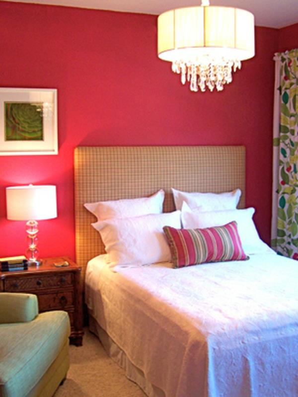 Kolorowe projekty sypialni różowe oświetlenie dekoracyjne ścienne