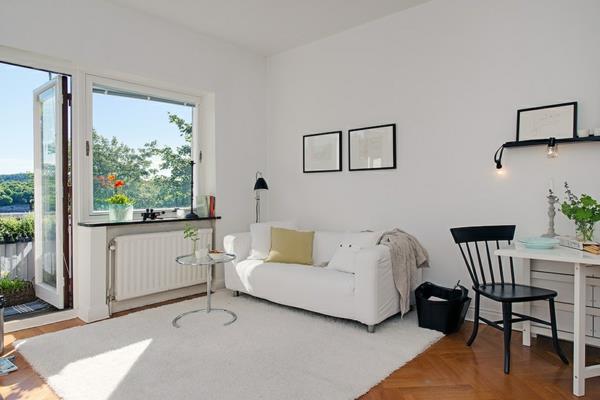 Studio appartement en Suède tapis canapé coussins