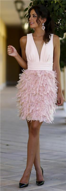 Robes de cocktail haute couture rose longueur genou dresscode