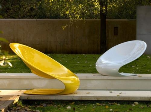 Meubles de jardin cool pour la terrasse fauteuil en plastique blanc jaune brillant