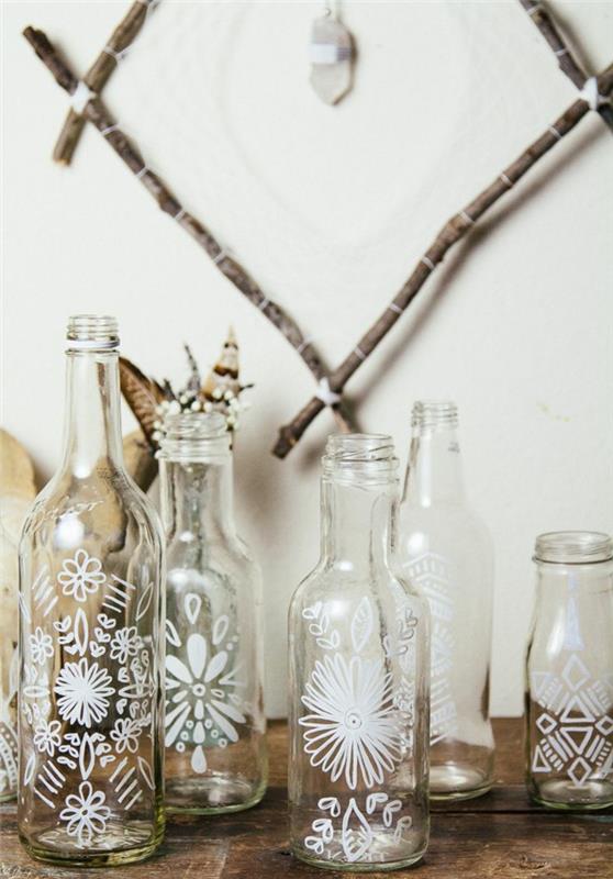 Idées de bricolage avec des bouteilles en verre Idées d'artisanat peinture sur verre
