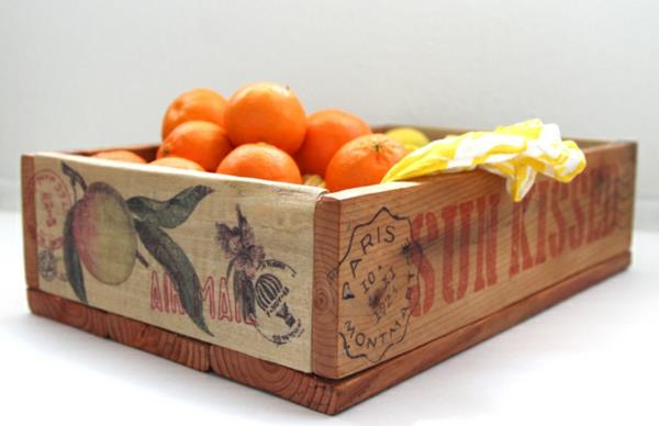 Boîte en bois bricolage et boîte de rangement en europalettes orange