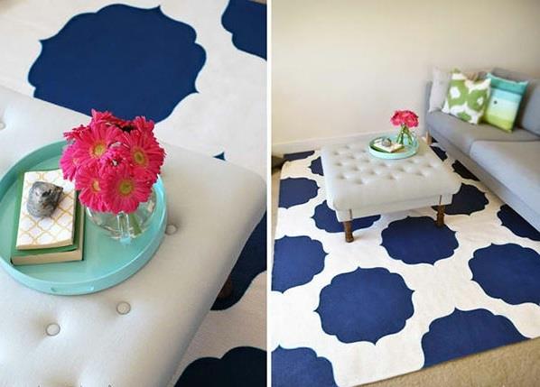 DIY dywany i maty podłogowe niebiesko-białe