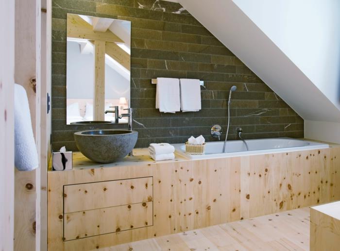 Ameublement grenier bois design salle de bain appartement grenier