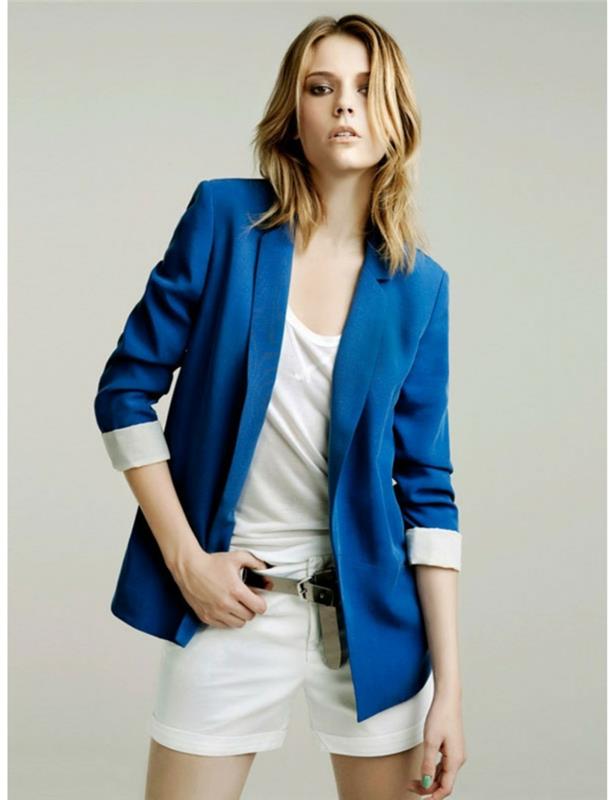 Veste femme bleue, sportive, sur mesure, mode féminine