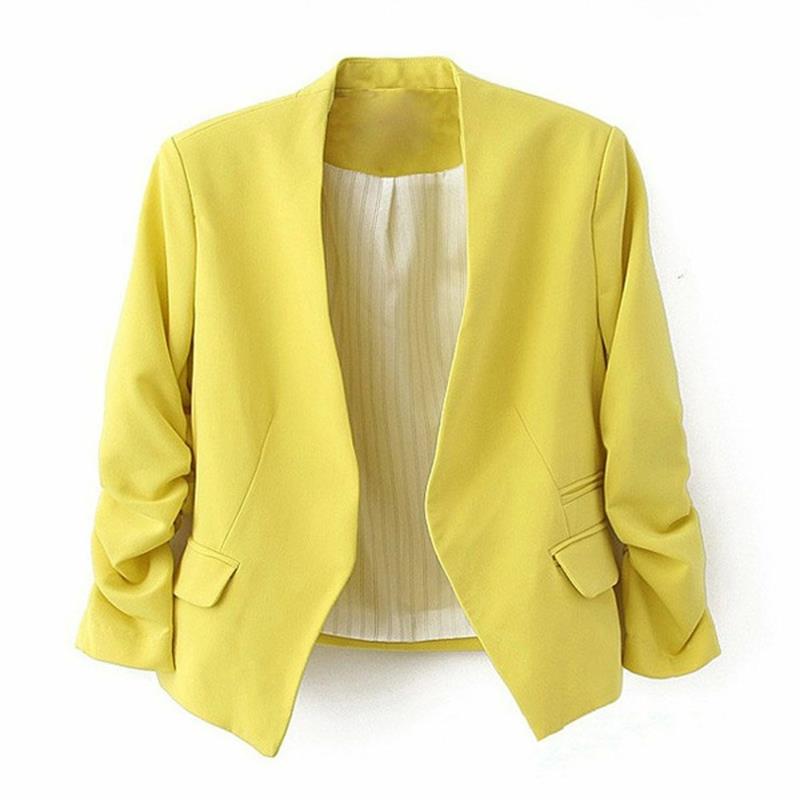 Veste pour femme jaune élégante taille courte pour femme