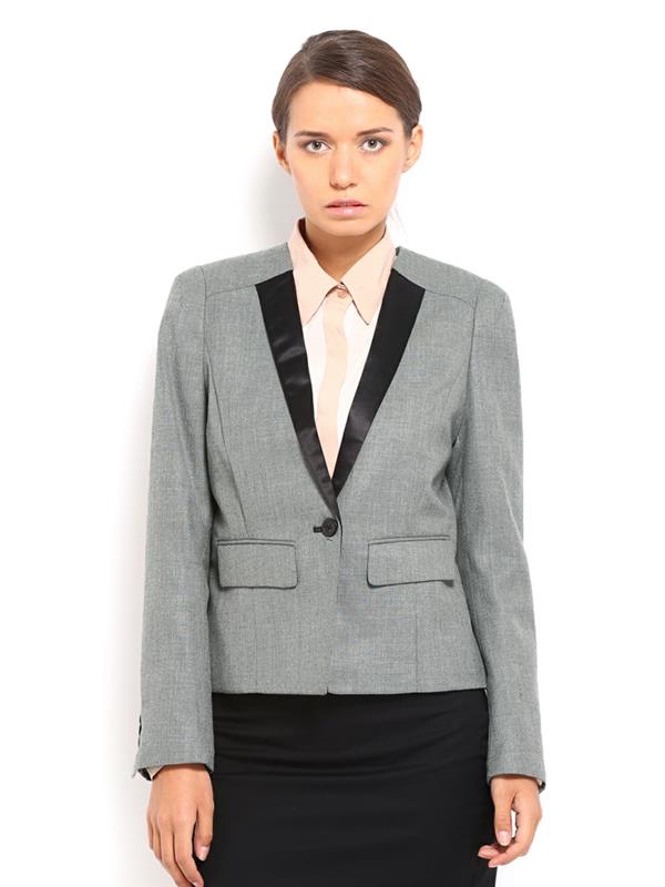 Veste femme grise avec revers noir mode femme