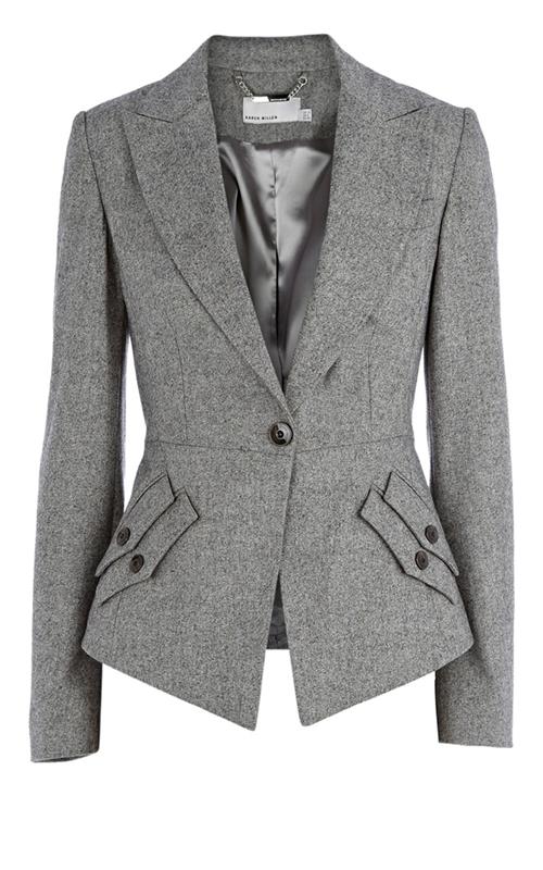 Veste pour femme, grise, très ajustée avec revers à la mode pour femme