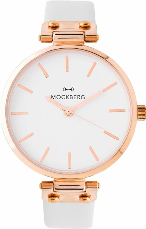 Montre femme Mockberg Design montre-bracelet en cuir femme blanc