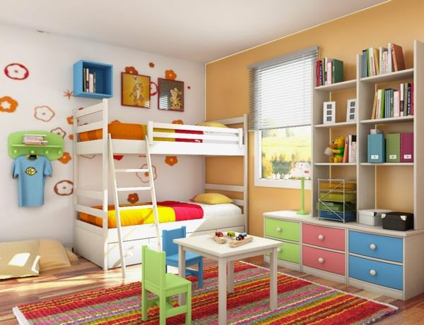 Wnętrze pokoju dziecięcego w jasnych kolorach odświeża dywan